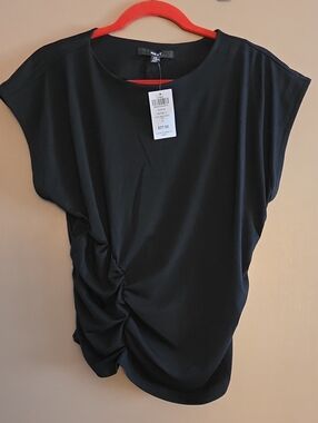 Next Black Ruched Asymetric Short Sleeve Top